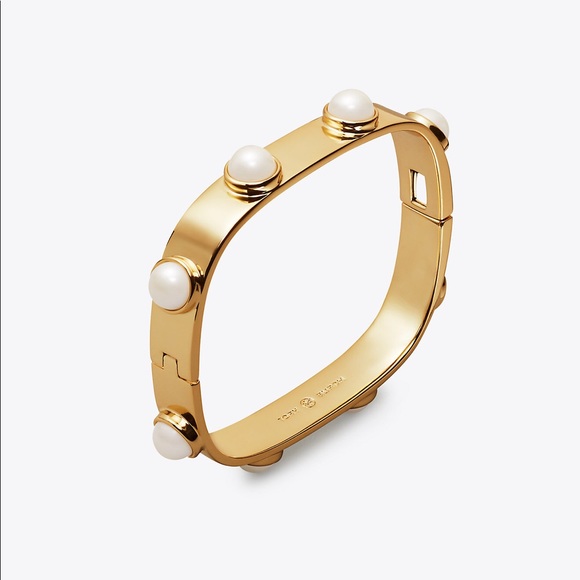 Tory Burch Stacked Studed Imitation Pearl Bracelet - Picture 8 of 8